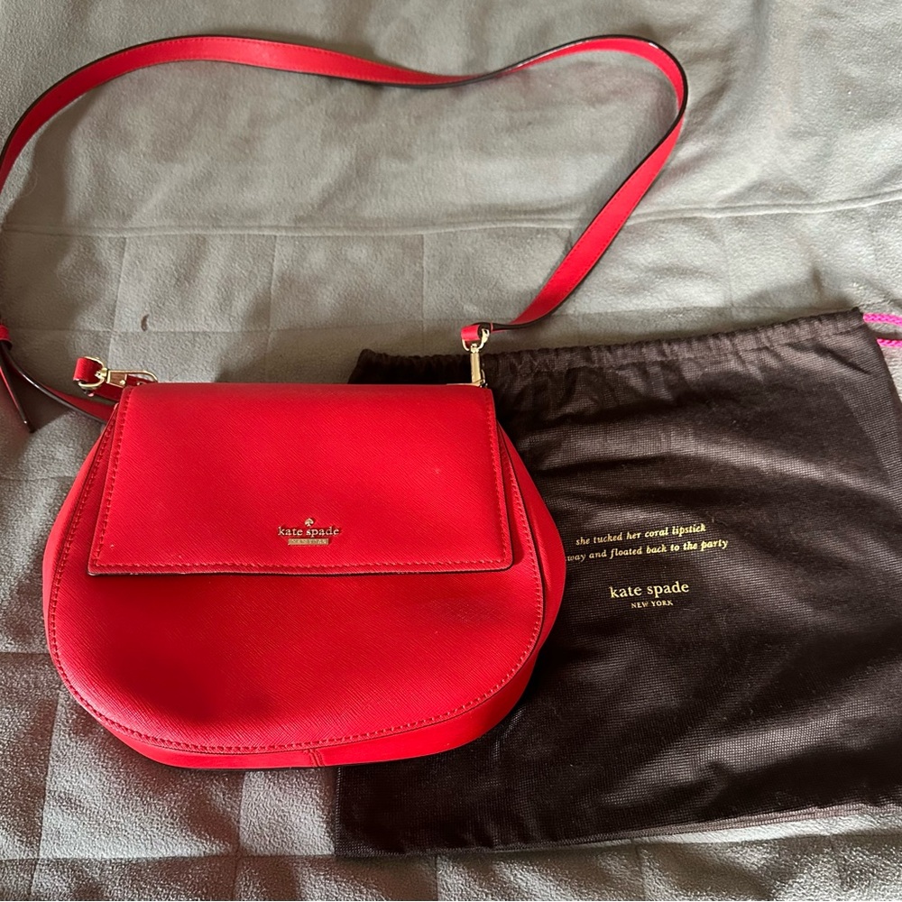 Kate Spade cow leather bag like new red color